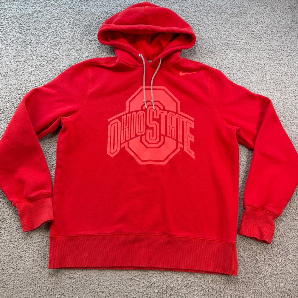 Nike Ohio State Buckeyes Red Tonal Pullover Hoodie Mens Large University NCAA